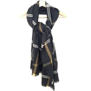 Banana Republic Charcoal Camel Plaid Scarf